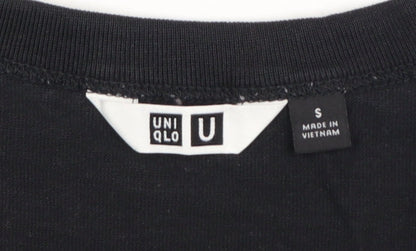 Uniqlo Women Black Long Sleeve Cotton Crew Neck Basic T-Shirt Size S