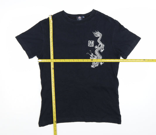 Enjoy Hong Kong Men's Black Dragon Graphic Cotton T-Shirt M