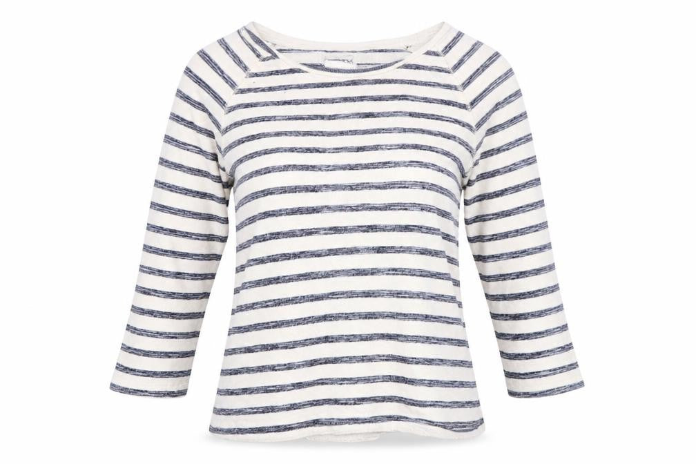 FatFace Women’s Blue Striped Boat Neck 3/4 Sleeve Cotton Top Size 10