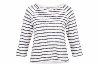 FatFace Women’s Blue Striped Boat Neck 3/4 Sleeve Cotton Top Size 10