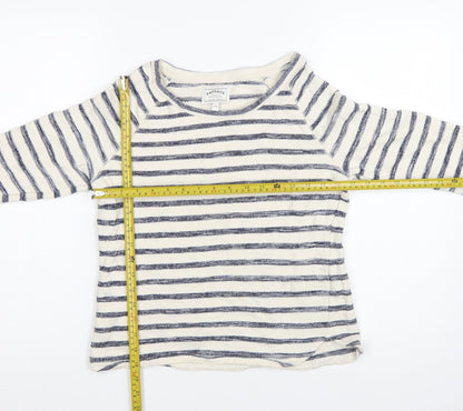 FatFace Women’s Blue Striped Boat Neck 3/4 Sleeve Cotton Top Size 10