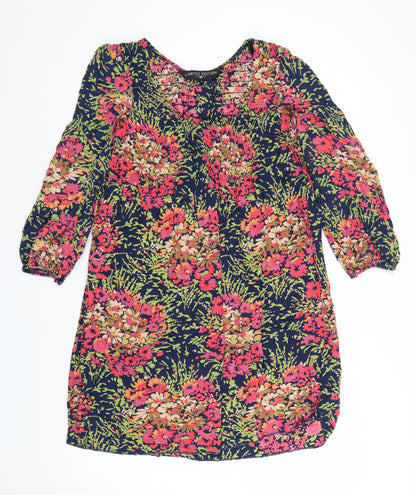 New Look Women Multicoloured Floral Viscose Shift Dress Size 10