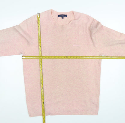 Ben Sherman Men's Pink Lambswool Crew Neck Jumper Size L