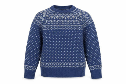 River Island Womens Blue Fair Isle Crew Neck Wool Jumper Size M