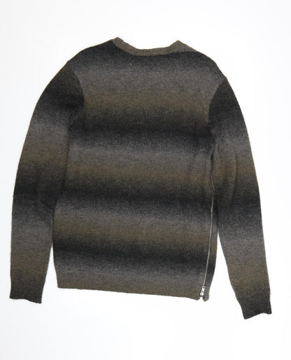 RVCA Men's Grey Gradient Knit Pullover Jumper Size L