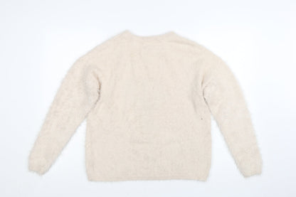 Primark Women Beige Disney Chip Fuzzy Knit Jumper Size S