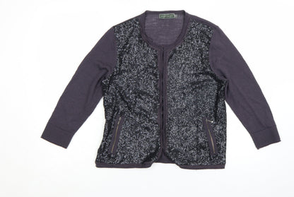 Mint Velvet Women's Black Size 12 Sequin Full Zip Cardigan