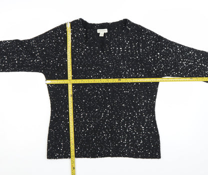 Monsoon Women Black Sequin Knit Pullover Jumper Size 14