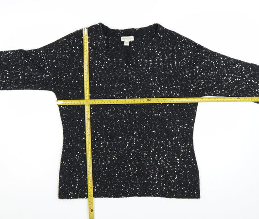 Monsoon Women Black Sequin Knit Pullover Jumper Size 14