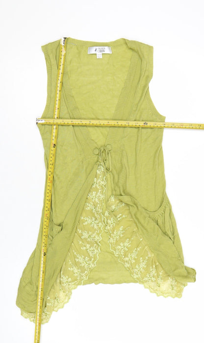 Fashion Show Women's Green Lace Open Cardigan Vest Size 12