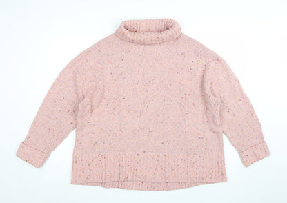 Oliver Bonas Women's Pink Roll Neck Knit Jumper Size 14