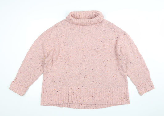 Oliver Bonas Women's Pink Roll Neck Knit Jumper Size 14
