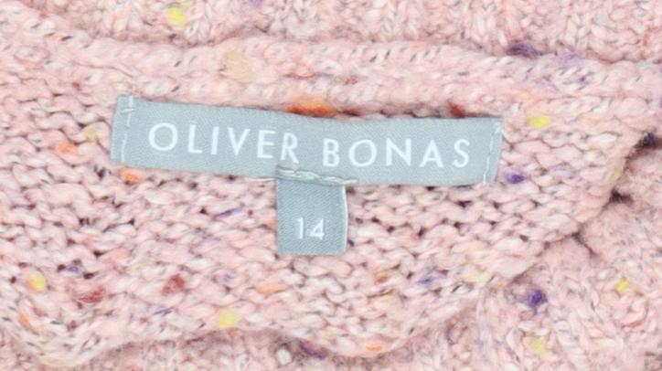 Oliver Bonas Women's Pink Roll Neck Knit Jumper Size 14