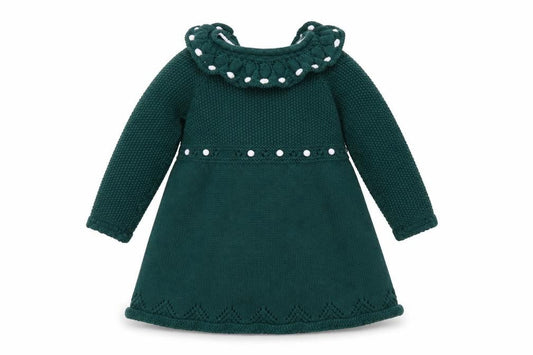 Tahari Baby Girls Green Knit Long Sleeve Dress 18-24 Months Winter A-Line