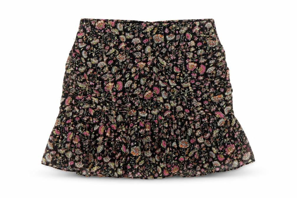 Mango Womens Black Floral Pleated Short Skirt Size S