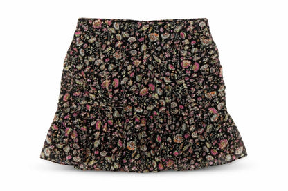 Mango Womens Black Floral Pleated Short Skirt Size S