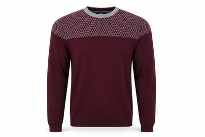 Moss London Men’s Red Slim Fit Argyle Pullover Jumper Size M