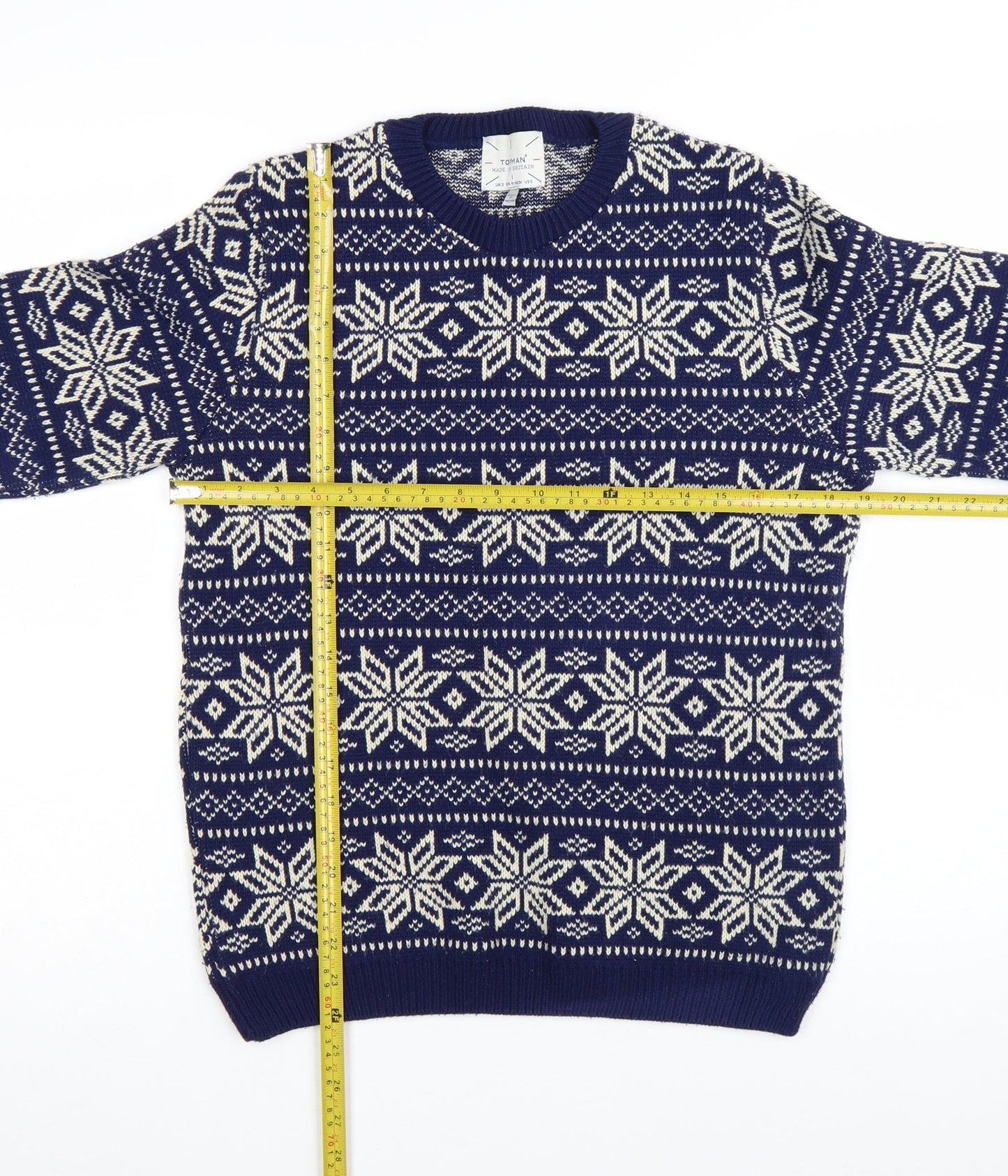 Topman Men's Blue Fair Isle Wool Jumper Size S Winter Knitwear