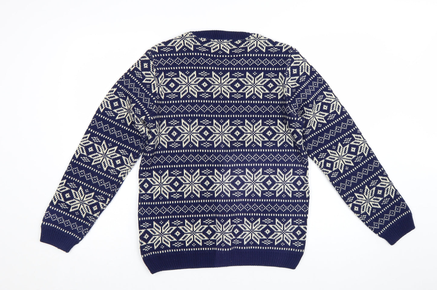 Topman Men's Blue Fair Isle Wool Jumper Size S Winter Knitwear