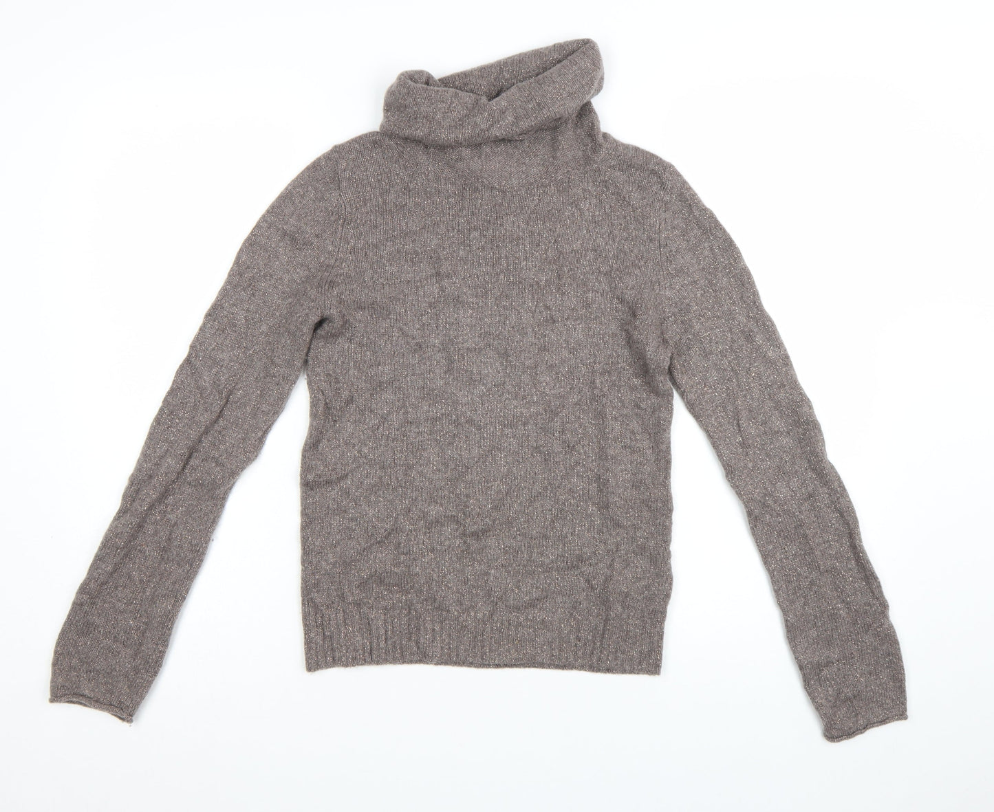 The White Company Women’s Brown Cashmere Roll Neck Jumper Small
