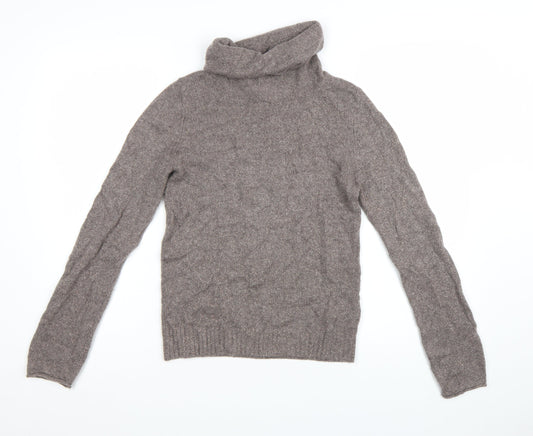 The White Company Women’s Brown Cashmere Roll Neck Jumper Small