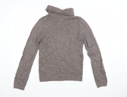 The White Company Women’s Brown Cashmere Roll Neck Jumper Small