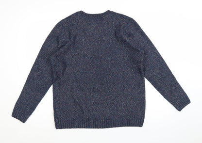 ISLE Women’s Blue Cable-Knit Jumper Size M 14-16 Crew Neck