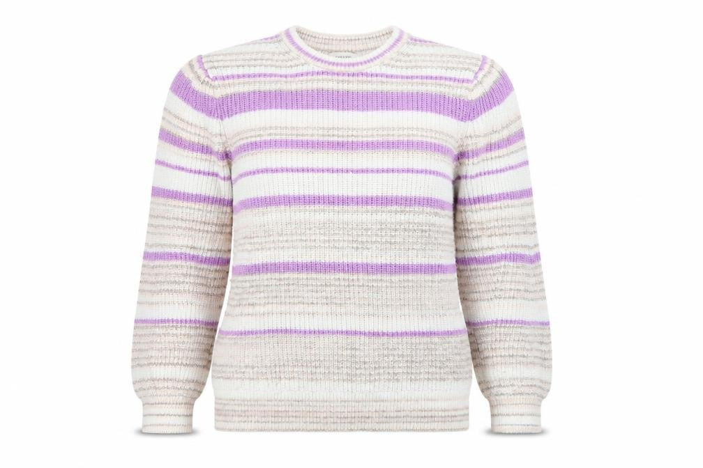 Marks and Spencer Per Una Womens Lilac Mix Striped Crew Pullover Jumper Size 12