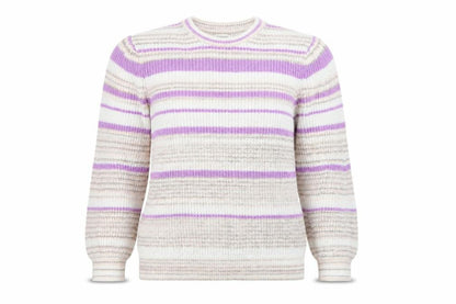 Marks and Spencer Per Una Womens Lilac Mix Striped Crew Pullover Jumper Size 12