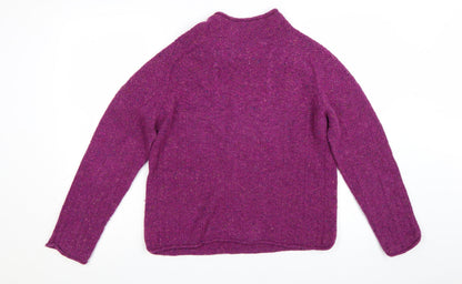 Harley of Scotland Women's Purple Merino Wool Mock Neck Jumper M