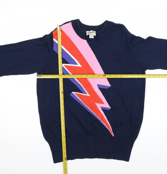 Joanie Women Navy Blue Lightning Bolt Cotton Jumper UK M