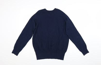 Joanie Women Navy Blue Lightning Bolt Cotton Jumper UK M