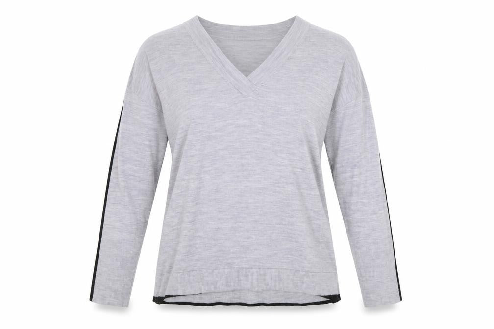 Next Women Grey V-Neck Merino Wool Long Sleeve Pullover Jumper Size 12