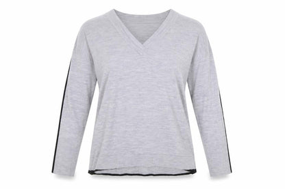 Next Women Grey V-Neck Merino Wool Long Sleeve Pullover Jumper Size 12