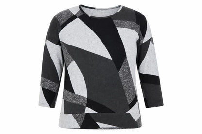 Apricot Women's Grey Geometric Pullover Jumper Size 16