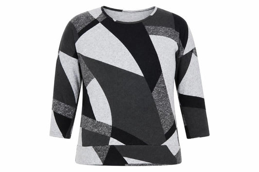 Apricot Women's Grey Geometric Pullover Jumper Size 16