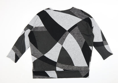 Apricot Women's Grey Geometric Pullover Jumper Size 16