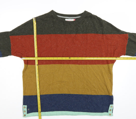 Brakeburn Womens Multicoloured Striped Cotton Wool Jumper Size 14