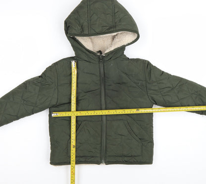 Mango Boys Green Quilted Hooded Puffer Jacket Size 3-4 Years