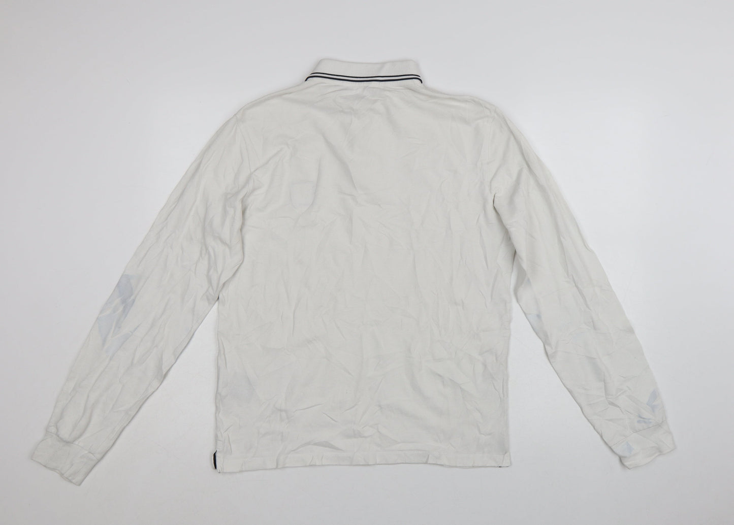 Stone Island Men's White Slim Fit Long Sleeve Polo Shirt M