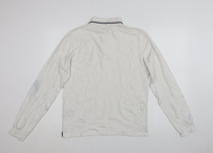 Stone Island Men's White Slim Fit Long Sleeve Polo Shirt M