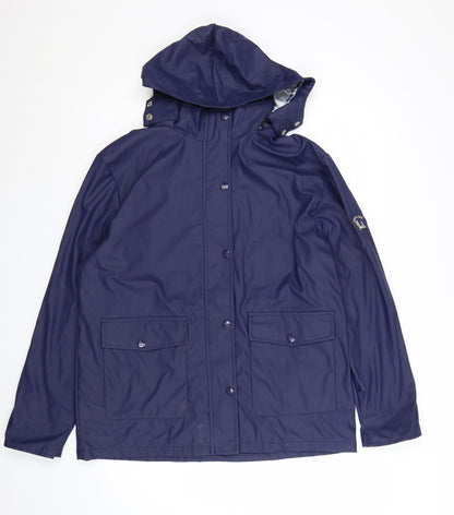 Scotland Womens Blue Hooded Waterproof Rain Jacket Size S