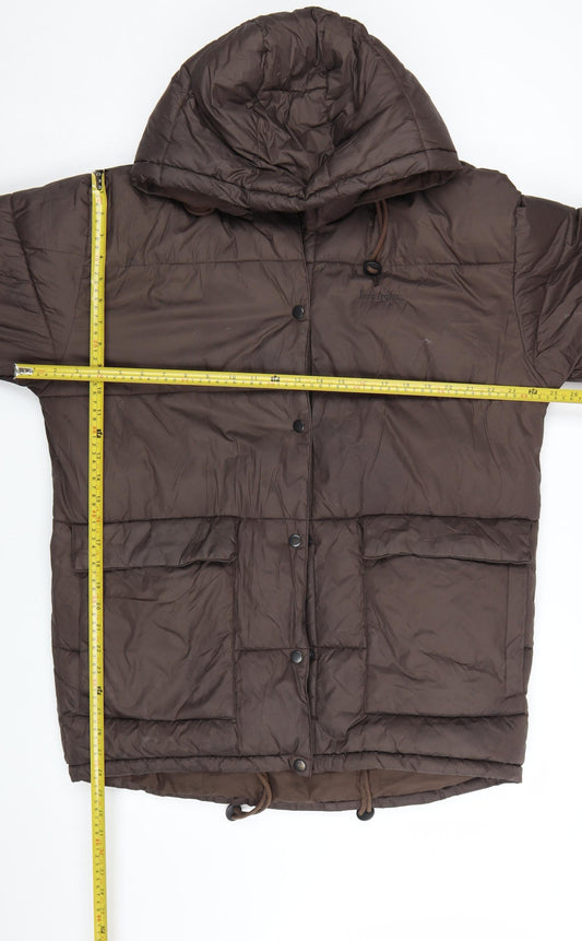 Iets Frans Womens Brown Long Puffer Jacket Hooded Size M