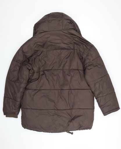 Iets Frans Womens Brown Long Puffer Jacket Hooded Size M