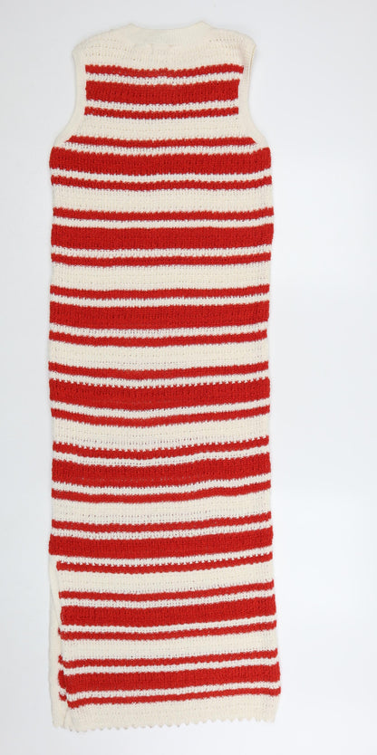 Marks and Spencer Women’s Red Striped Knit Sleeveless Midi Tank Dress Size S