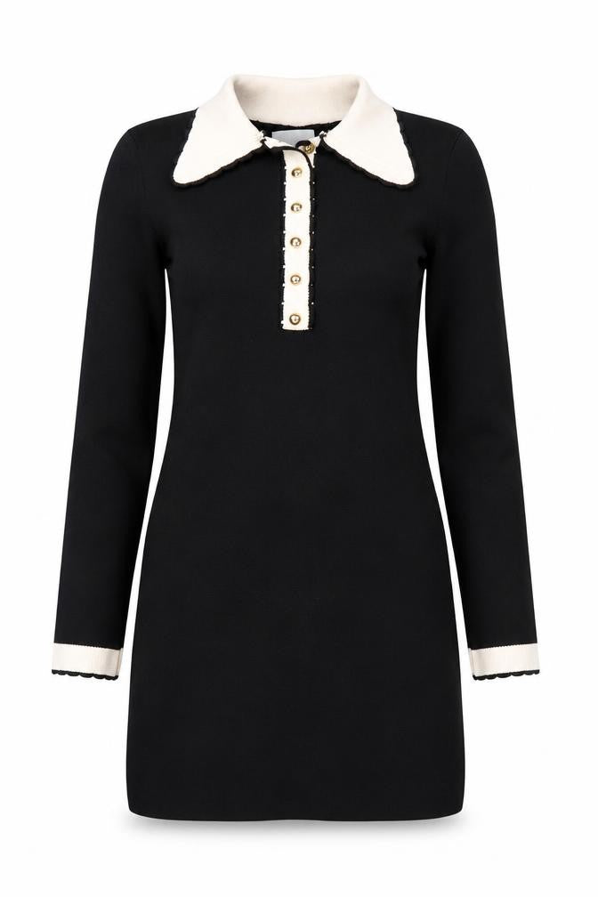 H&M Women's Black Collared Knit Shift Dress XS