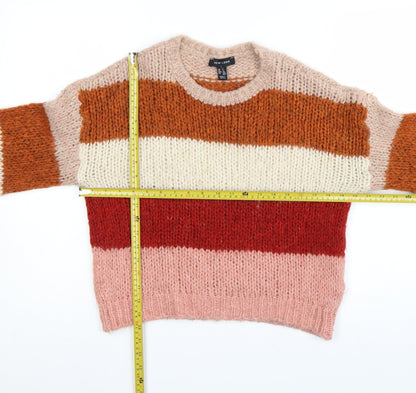New Look Womens Multicoloured Chunky Knit Striped Jumper Size S