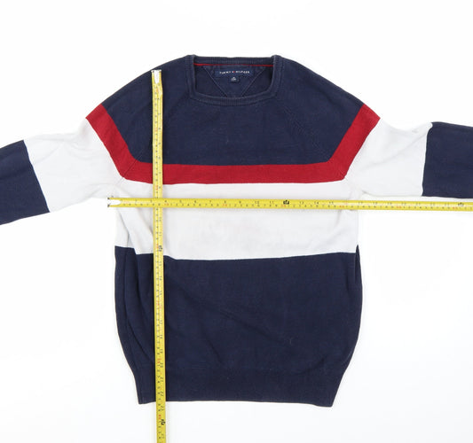 Tommy Hilfiger Men's Multicoloured Striped Cotton Pullover Jumper XS