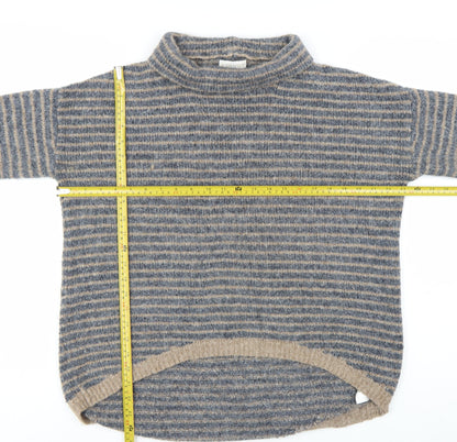 Apricot Women’s Blue Beige Striped High Neck Knit Jumper Size 12
