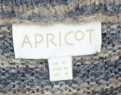 Apricot Women’s Blue Beige Striped High Neck Knit Jumper Size 12